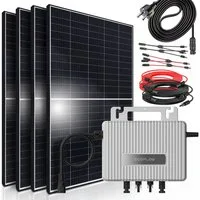 SUNNIVA Balkonkraftwerk 1800W/800W komplett Steckdose -, (Ecoflow Stream 800W Wechselrichter - PV Solaranlage Komplettset - 4x 450W (1800W) Solarmodule - inkl. 5m Kabel - Bluetooth, WIFI)