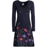 Vishes Tunikakleid Damen Langarm-Shirtkleid Tunika-Kleid Baumwollkleid mit Blumen-Print Alternative Bekleidung, Hippie, Boho, Elfen Style