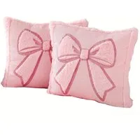 CLTYQ Kissenbezug Kissenbezug-Set, rosa Schleife, 45,7 x 45,7 cm, (2 Stück), bestickter Kissenbezug mit Schleife, weicher Kissenbezug aus Kunstfell