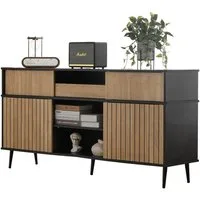 Merax Sideboard mit Schublade und 4 Schiebetüren, Kommode im Industriestil, Anrichte mit viel Stauraum, Breit: 160cm