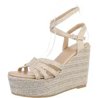 Ital-Design Damen Freizeit Plateausandaletten (86706464) Keilabsatz/Wedge Keilsandaletten in Gold