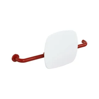Hewi 801 Rückenstütze 801.51.9261L33 Wandabstand 150mm, Ausführung links, Lehne signalweiß, rubinrot