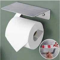 DEKAZIA Toilettenpapierhalter ohne Bohren Klopapierhalter Klorollenhalter WC Rollenhalter (Selbstklebend, Edelstahl, Deutsches Design Patent), WC Papier Halterung mit Ablage Kleben oder Bohren