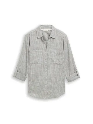 Tom Tailor - Bluse mit Brusttaschen cloudy green - Gr. - 44