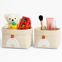 hausleben Aufbewahrungskorb Stoffkörbe mit Regenbogen-Print - 24 x 20 x 18 cm und 22 x 18 x 16 cm (1 St., 2er-Set), Faltbare Organizer-Boxen aus Baumwolle