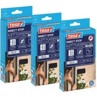 tesa Insektenschutz-Fensterrahmen Klett Fliegengitter Premium für Fenster, Insektenschutz, ohne bohren, (Komplett-Set, 3-St., zuschneidbar, selbstklebend - 100 cm x 100 cm - Anthrazit), Mückenschutz mit starkem Klettband, rückstandsfrei entfernbar