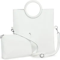 Caspar Umhängetasche 2in1 leder Set Handtasche Crossbody Bag - CLASSIC LINE - Modell No.836, leicht, elegant & unempfindlich - 100% Echtleder - Handmade in Italy