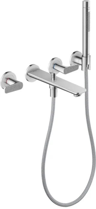 Hansgrohe 3-Loch Fertigset Wannemisch.Wand Unterputz Axor Citterio C mit HB Cubic cut chrom, 494810 49481000