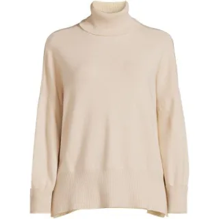 Relaxter Rollkragenpullover, Damen,  Beige, Polyester/Nylon/Polyester-Mischung, by Lands' End