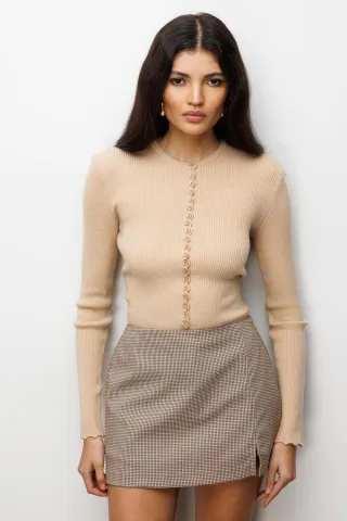 Rippstrick-Knöpfen Cardigan