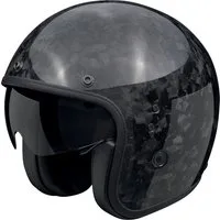 Scorpion Exo Motorradhelm Belfast Evo Onyx Carbon Jethelm, integriertes Sonnenvisier