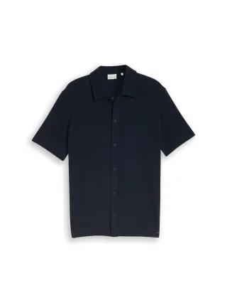 Tom Tailor - Regular Fit Hemd aus Jersey sky captain blue ottoman - Gr. - L