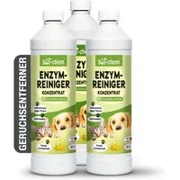 bio-chem Geruchsentferner Enzymreiniger 1 L Geruchsentferner gegen Urin, Katzen & Hundeurin (Sparpaket, Enzymreiniger Konzentrat 3x 1 L), Probiotisch & tiefenwirksam gegen Tiergeruch