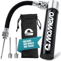 Momevo Handpumpe Kleine Aluminium-Ballpumpe für Fußball, alle Bälle, flexibler Schlauch, inklusive drei Nadeln
