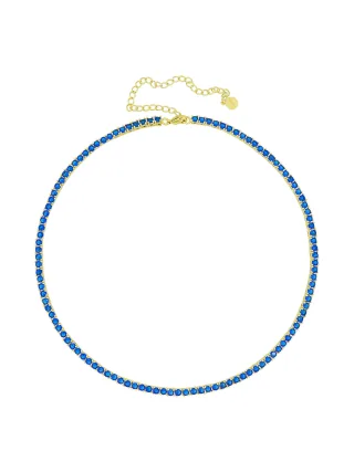 Fashionbox Collier vergoldet mit Zirkonia blau