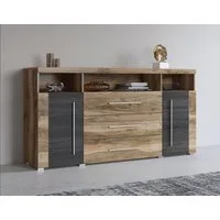 OTTO home Sideboard Roger,Breite 182cm, stilvolle Schrank, 2 Holztüren 3 Schubladen, Kommode mit viel Stauraum, Einlegeböden verstellbar