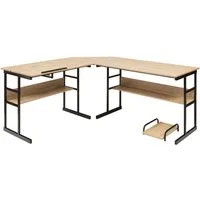 COSTWAY Eckschreibtisch, mit Stauraum, CPU-Ständer & Regal, neigbar, L-förmig