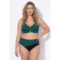 Ulla Popken Soft-BH Bikini Karo Softcups Zierschnalle Powermesh-Futter