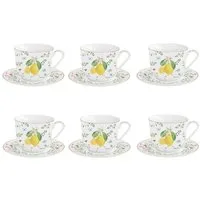 EasyLife Tasse Fleurs et Citrons, Porzellan, Spülmaschinengeeignet, Mehrfarbig, Zitronen, H: cm
