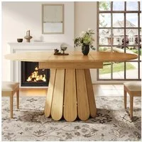 i@home Esstisch Esstisch ausziehbar, ovaler Esszimmertisch mit Blütenblatt-Beinen (118–158 cm, ausziehbar zu oval), ideal für Küche, Wohnzimmer & Balkon