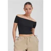 URBAN CLASSICS Rundhalsshirt Ladies Organic Off Shoulder Rib Tee Damen T-Shirt
