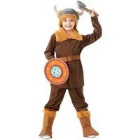 Corimori Ritter-Kostüm Wikinger Kostüm – Vikinger Verkleidung mit Zubehör, Vikinger Verkleidung mit Helm, Gürtel, Fellkragen, Axt & Schild