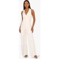 Adrianna Papell Jumpsuit Pearl Crepe Jumpsuit Ärmelloser Tuxedo-Jumpsuit mit weitem Bein