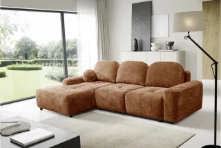 Ecksofa Schlafsofa Sofa ARGOS in Stoff Vibe Rostbraun Ottomane Links