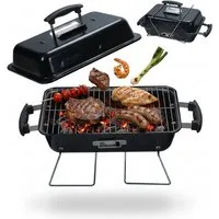 relaxdays Holzkohlegrill Klappbarer Tischgrill mit Deckel