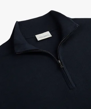 Profuomo - Navy Merino Half-Zip Navy - Gr. - L