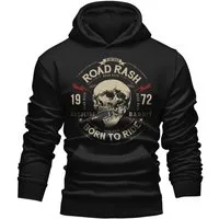 GASOLINE BANDIT® Kapuzensweatshirt für Biker, Racer, Motorradfahrer: Road Rash - Born to Ride Print