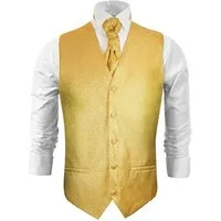 Paul Malone Anzugweste Herren Hochzeitsweste mit Plastron Set 2tlg barocke (Set, 2-tlg., mit Weste und Plastron) gold V97, Gr. 48 (XS)
