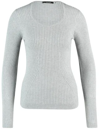 TAIFUN - Pullover mit Rippmuster grau - Gr. - 42