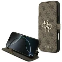 Guess Handyhülle Bookcase iPhone 17 Pro Max braun Logo goldfarben aufstellbar 6,9 Zoll, Kantenschutz