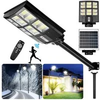 Rosnek LED Außen-Wandleuchte Solar, Bewegungsmelder, Wasserdicht, für Parkplatz Basketballplatz, Weiß(6500K), 40000-80000lm, Fernsteuerung