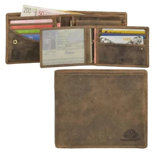 Geldbörse Herren mit Ausweisetui | Leder antik braun | Greenburry Portemonnaie Männer Hochformat 1702-25