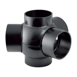 Geberit Pe Dreifach-Kugelabzweig 367600161 DN 100/100, 88,5Grad, Anschlüsse 135Grad, PE-HD