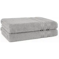 HAMMETEX Duschtuch 2er Set Badetücher 70x140 cm, 100% Baumwolle, Weich & Saugstark, Frottier (Set, 2-St), mit Bordüre, einfarbig, weich