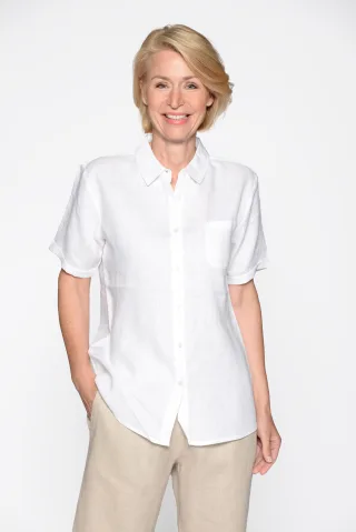 CLARINA - Bluse, Hemdkragen, 1/2 Arm weiss - Gr. - 40
