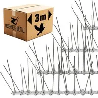 Niederberg Metall Taubenspikes 3 m Vogelabwehr Spikes mit Kunststoffleiste - Taubenschutz Vogelspikes, 50x1,3x11,5 cm, Vogelspikes aus Edelstahl für Balkon, Dach, Fensterbank & Garten