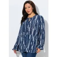 Ulla Popken Satinbluse Bluse Anker A-Linie Rundhals Langarm