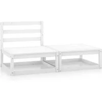 vidaXL Sofaelement 2-tlg. Garten-Lounge-Set Weiß Kiefer Massivholz (1 St)