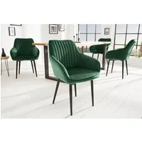 riess-ambiente Polsterstuhl TURIN smaragdgrün / schwarz (Einzelartikel, 1 St), Esszimmer · Samt · Metall · mit Armlehne · Retro Design