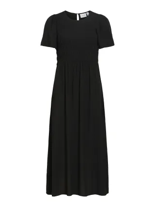 VILA - VILISA S/S MDI SMOCK DRESS Black Beauty - Gr. - 42