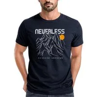 Neverless Print-Shirt Herren T-Shirt Frontprint Gebirge Line-Art Printshirt Wandern Outdoor mit Print