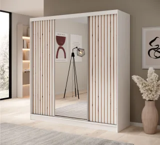 Schiebetürenschrank Schrank BRITE in Weiß 200x215x61 cm