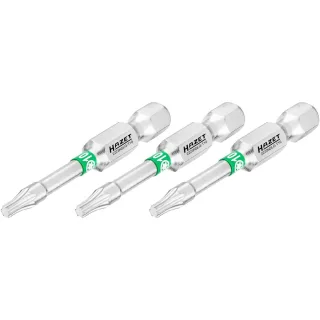 HAZET Bit Sechskant 6,3 (1/4 Zoll) Innen TORX Profil 3 Stück - 2223NSLG-T10/3