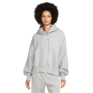 Nike - Kapuzenpullover für Damen, Zum Überziehen, Fleece, Übergroß (Grauheide/Weiß)