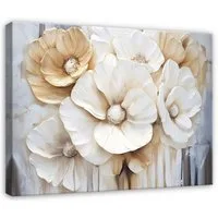 Wallarena Leinwandbild Blumen Abstrakt - Mehrfarbig - Elegant - Wohnzimmer, Blumen, 40x30x2cm