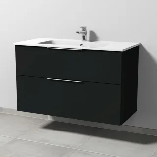 Sanipa 3way Waschtischunterbau zu Duravit ME by Starck Waschtisch mit 2 Auszügen, Vulkan-Matt UP7261V